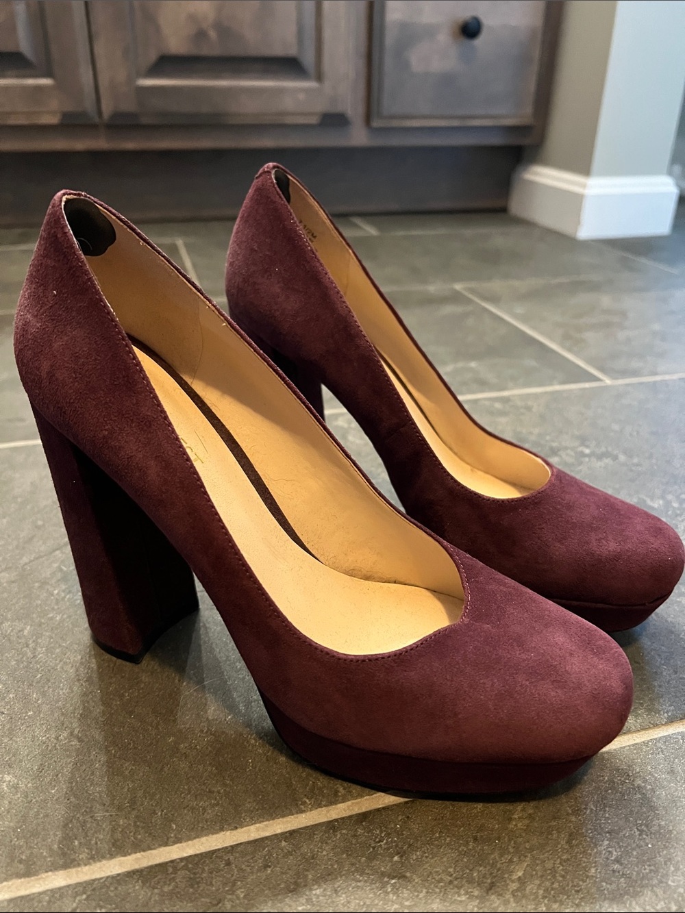 Nine West Plum Suede Platform Pumps